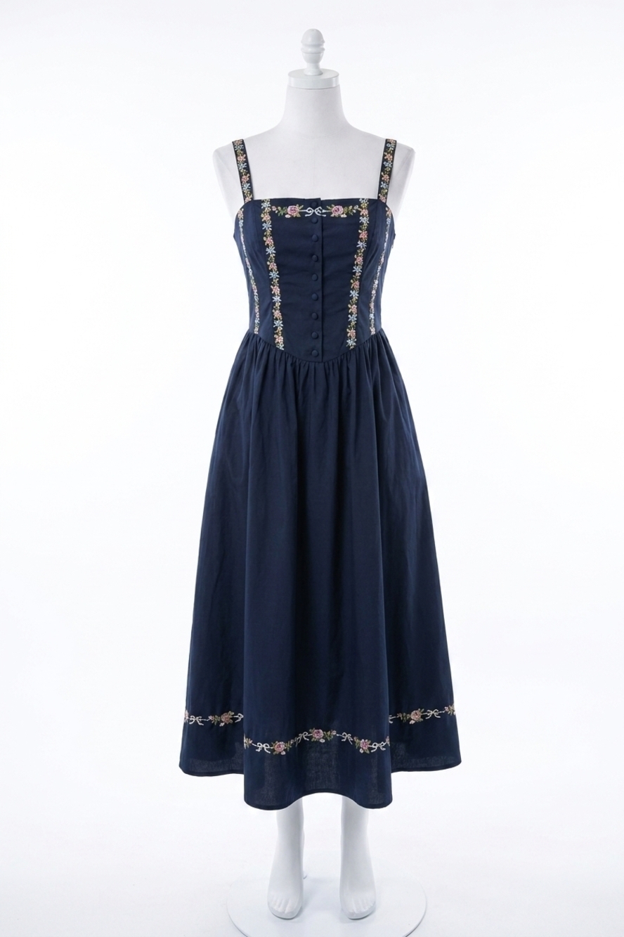 NEW MABLE sweet magnolia midi dress in navy